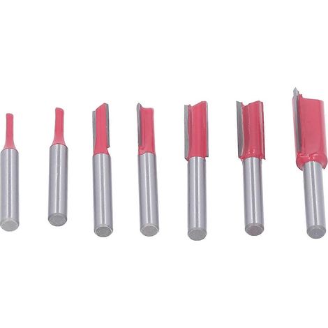 7-teiliges Set gerader Fräser mit 6,35 mm Schaft aus Wolframstahl zum Nutenfräsen und Trimmen von Holz