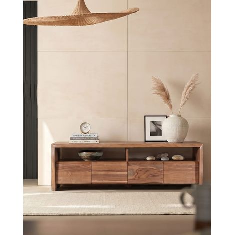 Ella - Meuble TV en bois d'acacia 160 cm (1/5)