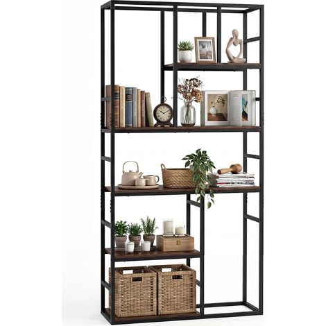 COSTWAY Libreria Scaffale,5 Ripiani Metallo 90x30x180cm, Mensola Aperta, per Soggiorno,Ufficio