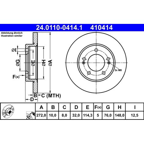 Lot de 2 Disques de frein ATE 24.0110-0414.1 HYUNDAI 58411-G4300