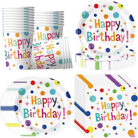 Vaisselle Anniversaire pour 20 Invités, 60pcs Grand Vaisselle Jetable Anniversaire, Serviette, Gobelets, Décorations de Fête D'anniversaire Adaptées aux Garçons et aux Filles (1/5)
