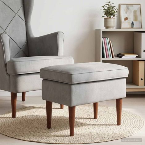 vidaXL Poggiapiedi Grigio Chiaro 55 x 35 x 41 cm Velluto (1/5)