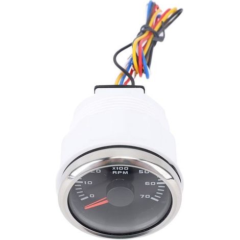 OMABETA Tachymètre de 52mm Tachymètre 52mm 7000 tr/min avec compteur horaire, moteur bateau Cache disque noir argent CX6229 (1/5)