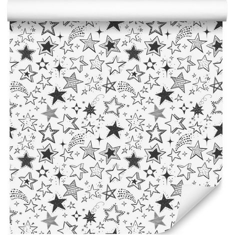 Carta da parati con stelle stilizzate per soggiorno e camera da letto, 50x1000 cm (1/5)