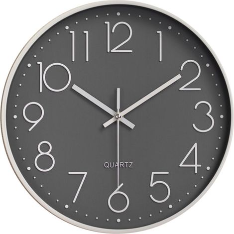SABIR Horloge Moderne Horloge Murale silencieuse et sans tic-tac,Horloge Murale Mute Silencieuse Pendule Murale pour La Chambre Cuisine Salon - Gris-30 CM (1/5)