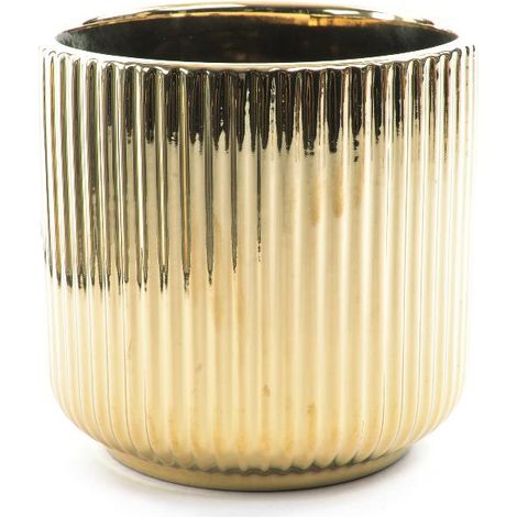 Vaso decorativo in ceramica colore oro per fiori e piante per decorazioni natalizie -12 cm
