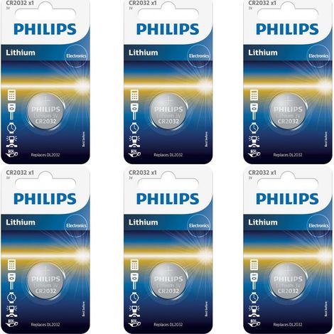 .6 Piles Philips CR2032.