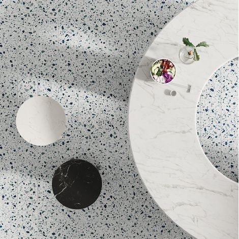 Aelle - Carrelage sol / mur terrazzo multicouleur 18,6x18,6 cm CONFETTI BIANCO PETROLIO - Vendu par boîte de 0.45 m² (1/5)