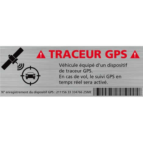 Signaletique.Biz France – Planche de 16 adhésifs aspect aluminium brossé G1452PL16ADHBRO – 210x300 mm – Pour véhicules équipés d'un traceur GPS (1/5)
