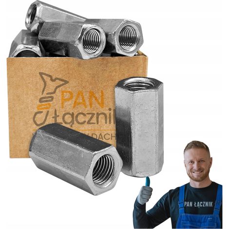Écrou Rallongé Hexagonal Pan Łącznik, M20 x 60 mm, DIN 6334, Zingué, Sac 1 kg (1/5)