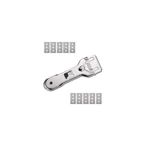 Raspador de cerámica, raspador de limpieza de doble filo con cuchilla de repuesto, utilizado para eliminar manchas de sartenes, vidrio y cerámica - Crezuo