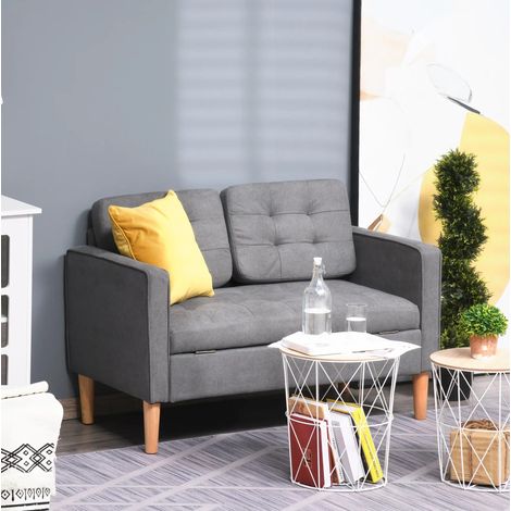 Sofá de 2 plazas con almacenaje, 117 x 62 x 78 cm, gris DESVIAE (1/5)