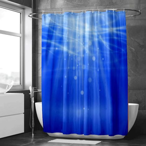 Rideau de douche motif coraux et hippocampes, tissu salle de bain imperméable, 90x180 cm (1/5)