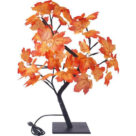 [Árbol decorativo LED] Guirnalda de luces con forma de árbol de arce, 45 cm de alto, PVC naranja, 24 LED y ramas flexibles. (1/5)