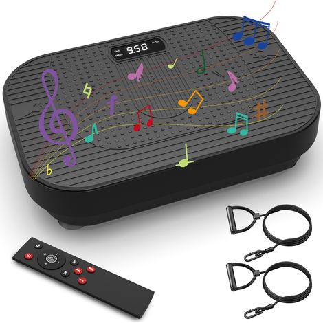 CHICFURN Plataforma vibratoria fitness 47,8 x 32,2 x 11,5 cm negra, música BT, entrenamiento en casa (1/5)