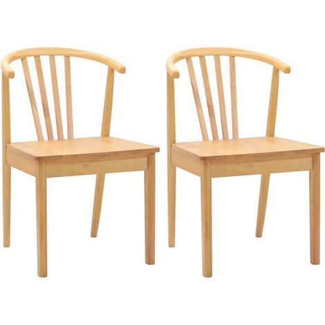Lot de 2 Chaises de Salle à Manger en Bois Massif de Caoutchouc, Couleur Naturelle (1/5)