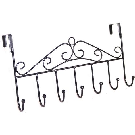 Au-Dessus des Crochets de Porte, Organiseur de Porte-Serviettes détachable à 7 Crochets sur Le Porte-Serviettes Porte-Manteau pour Serviettes Sacs à Main Manteaux(noir) (1/5)