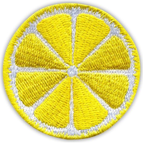 Aufnäher „Zitronenscheibe“ – selbstklebende Rückseite – gestickter Aufnäher/Abzeichen/Emblem
