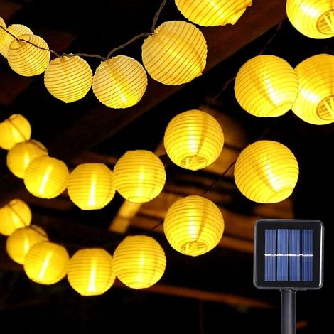 Guirlande lumineuse lanterne solaire LED modèle solaire 8 fonctions 6,5 mètres 30 lumières-blanc chaud (1/5)