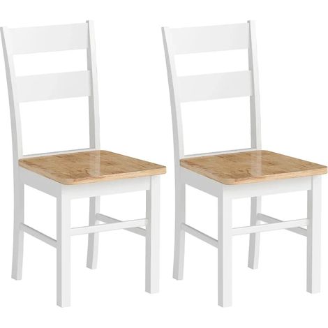 Set di 2 sedie da cucina in legno con schienale curvo a doghe bianco e rovere MODENUIT (1/5)