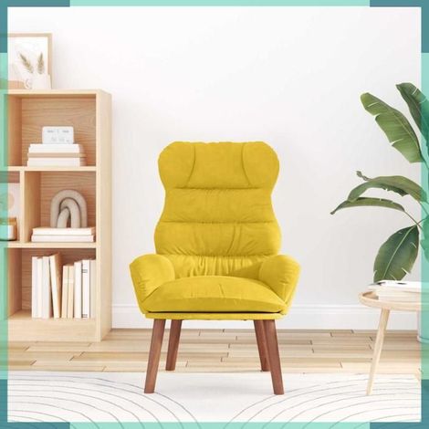Fauteuil de relaxation - 42001894 - Jaune - Velours - 69 x 74 x 93 cm (1/5)