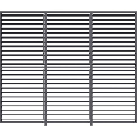 PRIMEYARD 3-teilige Lamellenwand aus Aluminium - verstellbares Paneel in Grau für Pergola Deluxe