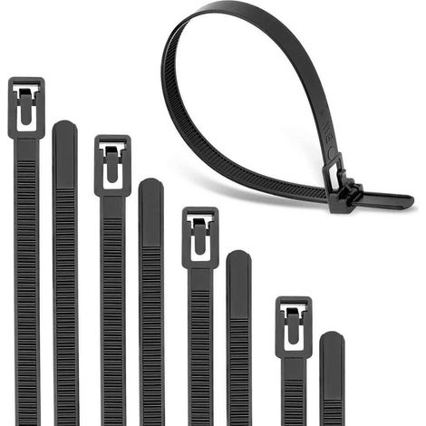 Lot de 100 Attaches de Câble Réutilisables, 300mm x 7.6mm, Faciles à Ouvrir à Nouveau, Peuvent Supporter un Poids Maximum de 22,7 kg (1/5)