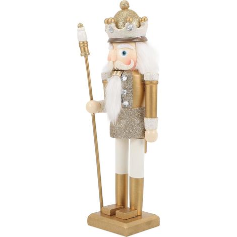 Casse-Noisette en Bois Doré 35 CM Décoration de Mariage et Maison Figurine Artisanale pour Bureau et Jardin Ornement Festif de Noël et Présent Unique (1/5)