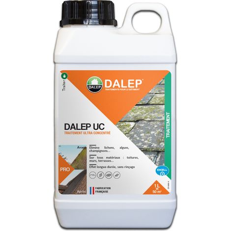 Dalep – Antimousse ultra concentré 1L – Traitement préventif et curatif pour toiture, mur et terrasse – Efficace contre mousses et algues