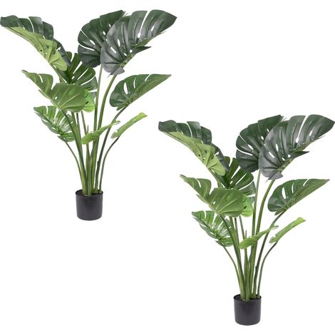 Planta Monstera artificial, de bajo mantenimiento, decoración versátil, 2 unidades de 120 cm. (1/2)