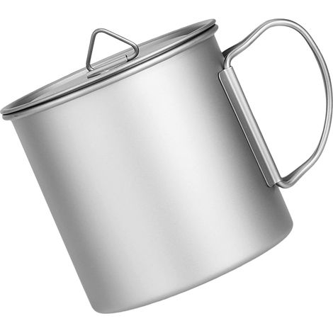 Tasse de cuisine de camping avec couvercle - Vaisselle de pique-nique touristique - Tasse de voyage pliable pour café et thé - Tasse à eau pour activités de plein air et randonnée (1/5)