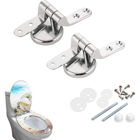 Paire Charnières Siège Toilette Alliage Zinc avec Boulons (1/3)