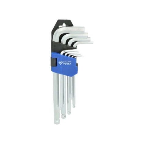 Brilliant Tools BT045009 Kit di chiavi a brugola 1.5 mm, 2 mm, 2.5 mm, 3 mm, 4 mm, 5 mm, 6 mm, 8 mm, 10 mm 9 parti