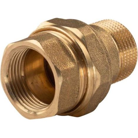 Messing Gewinde-Fitting Verschraubung gerade flachdichtend 3/4" IG - 3/4"AG (DN 20) - schwere Ausführung