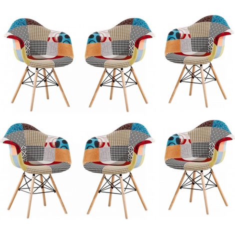 Set di 1/2/4/6 Moda Patchwork Eiffel poltrona - set di 6 sedie da pranzo - multicolore (1/5)