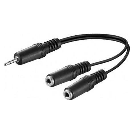 Doubleur Jack stéréo - ELYPSE - 0,20m - 2 x 3,5mm Femelle - 3,5mm Mâle - Noir