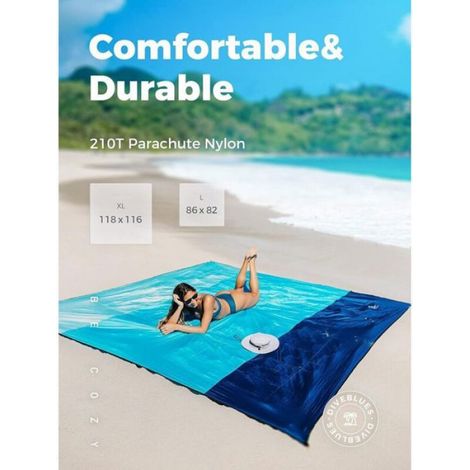 Couverture De Plage - 210 x 200 cm - Imperméable Résistante Au Sable - Pour Camping Pique-Nique Yoga Extérieur - 1 Pièce (1/4)