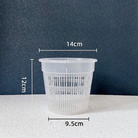 Pot de fleurs transparent en plastique avec système de contrôle des racines (L 14 cm) pour orchidées. Pot de fleurs respirant pour jardin. (1/4)
