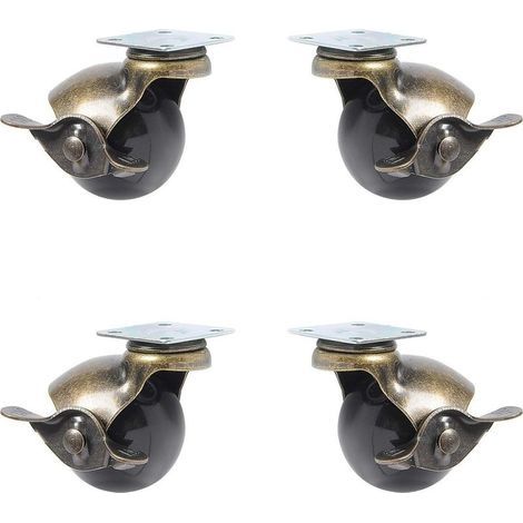 4 Pcs Roulettes de Meuble, Roue Pivotante à 360 °, Roulette à Bille avec Fonction de Frein,Roulettes à Bille Pivotante Vintage pour Roulettes de Chaise pour Meubles D'armoire, 2 Pouces (1/5)