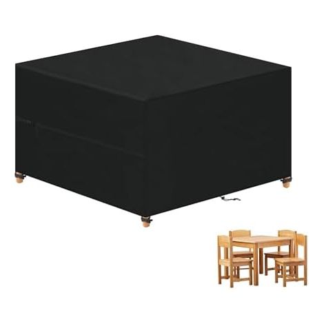 Gartenmöbel Abdeckung Wasserdicht Schutzhülle Gartenmöbel Abdeckung für Tisch und Stühle Abdeckplane Gartenmöbel Abdeckhaube Gartenmöbel Winddicht Anti-UV 420D Oxford Gewebe 100x100x80cm