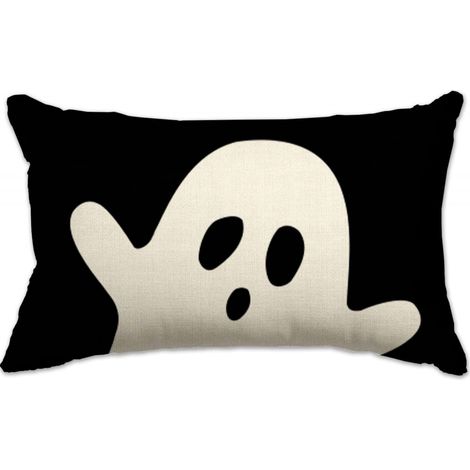 Housse de Coussin Halloween 30x50 cm, Motif Fantôme, Décoration Lombaire Halloween pour Canapé et Salon (1/3)