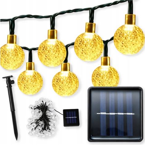 Luci decorative da giardino a energia solare, 100 sfere LED bianco caldo, lunghe 12 metri (1/5)
