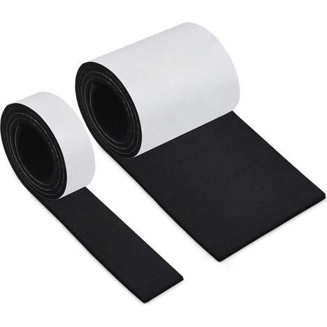 Self-Adhesive Felt Pads for Furniture, Non-Slip Chair Pads, 2 Rolls (100 x 10 cm + 100 x 2 cm), Free Cutting to Any Size, Black Adhesive Felt, Table and Chair Leg Protector (1/4)