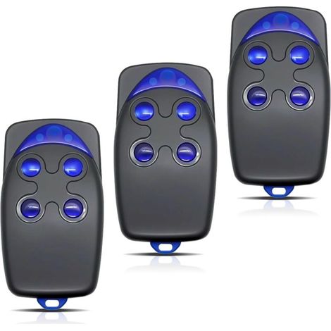 Télécommande 4 canaux 433 MHz pour portail et porte de garage – Lot de 3, portée 50 à 150 m, compatible FLO4-RS