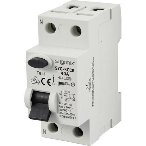 Sygonix SY-6438016 SYG-RCCB 1P+N/A40/10kA/30mA Interruttore differenziale di sicurezza A 2 poli 40 A 0.03 A 230 V/AC