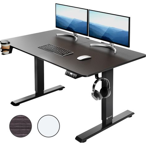 Casaria Bureau électrique réglable en hauteur avec écran LCD 73-118cm bureau assis debout structure résistante ajustable 160x75cm Beige (de)