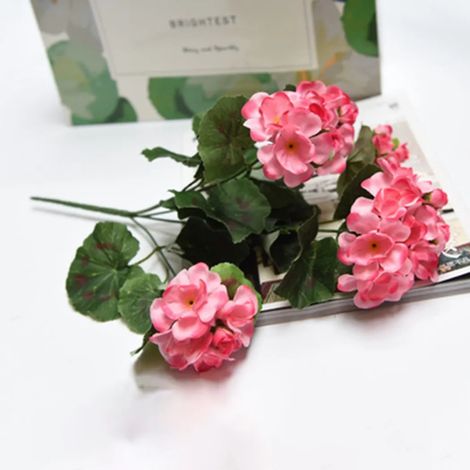 Géraniums artificiels rouges et roses, plante, fausses fleurs, ensemble de décoration pour mariage, photographie et fête à la maison, composition florale-AquaForge