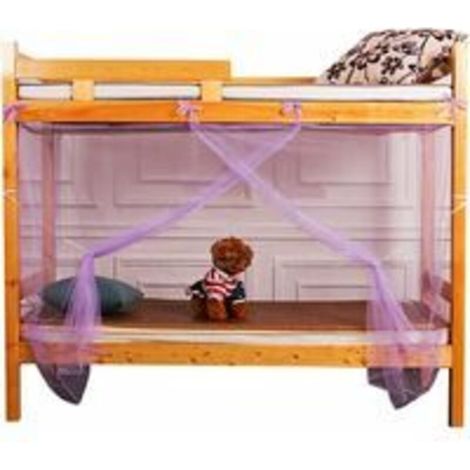Moustiquaire Lit Superposé, Enfants Lits superposés Valance étudiants Dortoir Insect Net Quatre Coin Literie Canopy Bug Repeller Bed Rideau, Violet Clair, 190x150x170cm (1/3)