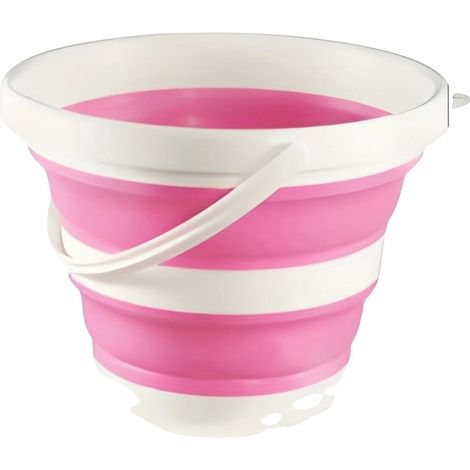 Cubo plegable, diseño resistente, almacenamiento que ahorra espacio, rosa - 5L (1/2)