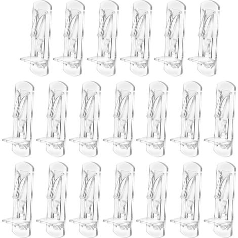 20pcs Clear Self-Locking Shelf Pins for 5mm Holes & 20mm Shelves - Plastic Cabinet Support Pegs, Kitchen Furniture & Bookshelf Brackets (1/5)